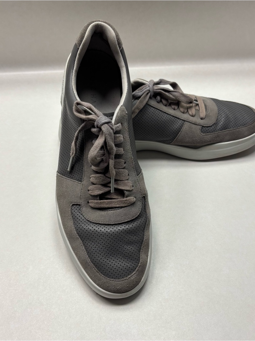Cole Haan Gray Perforated Suede & Leather Sneakers